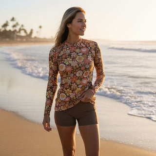 Women's UPF 50 Vintage 70s Floral Rash Guard