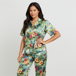 Women’s Hawaiian Print Silky Pajama Pants - Cruise Resort Vacation Pajamas Womens Pajama Pants Berry Jane™