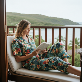 Women’s Hawaiian Print Silky Pajama Pants - Cruise Resort Vacation Pajamas Womens Pajama Pants Berry Jane™