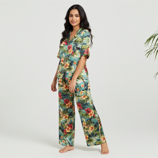 Women’s Hawaiian Print Silky Pajama Pants - Cruise Resort Vacation Pajamas Womens Pajama Pants Berry Jane™