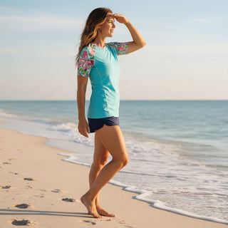 Women's UPF Short Sleeve Rash Guard, Butterfly Floral Rash Guards & Swim Shirts Berry Jane™