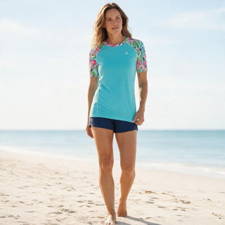 Women's UPF Short Sleeve Rash Guard, Butterfly Floral Rash Guards & Swim Shirts Berry Jane™