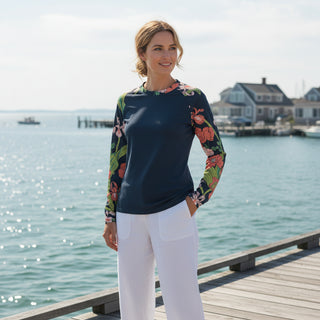 Women's Long Sleeve Sun Shirt UPF 50+ UV Protection, Seychelles Floral Women's UPF Shirts Berry Jane