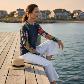 Women's Long Sleeve Sun Shirt UPF 50+ UV Protection, Seychelles Floral Women's UPF Shirts Berry Jane