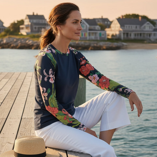 Women's Long Sleeve Sun Shirt UPF 50+ UV Protection, Seychelles Floral Women's UPF Shirts Berry Jane