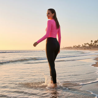 Women's Black UPF 50 Full Length Swim Leggings Inner Lined Swim leggings Berry Jane