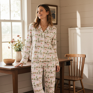 Women's Cute Country Western Pastel Jersey Knit Pajama Pants Set Women's Pajama Sets Berry Jane™