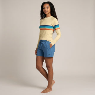 Women's UPF Rash Guard Built-In Bralette - 70s Vintage Sunrise Stripe
