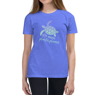 Girls 'No Plastic Please' Sea Turtle Short Sleeve T-Shirt, Purple Kids T-Shirts Berry Jane™