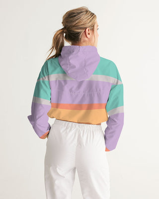 Women's Cropped Hooded Windbreaker, Desert Sunset Stripe Outerwear Berry Jane™