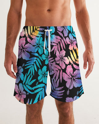 Ombre Hawaiian Hibiscus Floral Men's Swim Trunks, UPF 50 Swim Trunks Berry Jane™