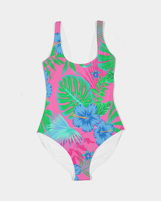 Women's One-Piece Swimsuit Floral Hawaiian Beach Bliss Tropical Floral, Pink one piece swimsuit Berry Jane™