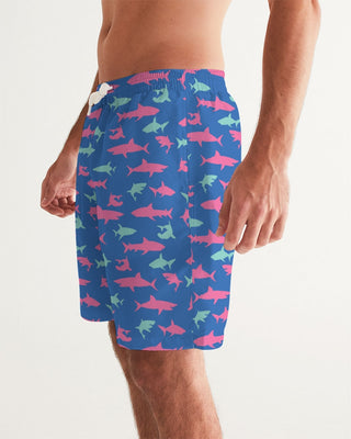 Men's 8" Shark Print Swim Trunks UPF 50+, Long Length Board Short Trunks Swim Trunks Berry Jane™