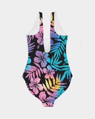 Women's 1 Pc. Ombre Hawaiian Hibiscus Floral One-Piece Swimsuit Swimsuit 1 Pc. Berry Jane™