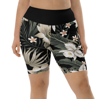 Women's UPF 50+ Chlorine Resistant Printed Swim 9" Bike Short, Hawaiian Lily swim shorts Berry Jane™