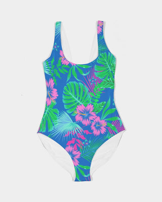 Women's UPF 50+ One-Piece Swimsuit - Tropical Floral,  Electric Blue one piece swimsuit Berry Jane™