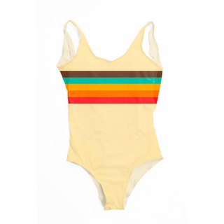 Women's One Piece Swimsuit 70s Vintage Stripe, Yellow Swimsuit 1 Pc. Berry Jane™