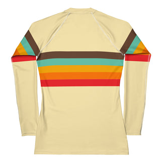 Berry Jane Women's Vintage 70s Stripe Rash Guard, UPF50+ Yellow Rash Guards & Swim Shirts Berry Jane™