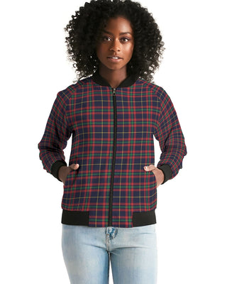 Women's Tartan Plaid Bomber Jacket, Fall Outerwear Berry Jane™