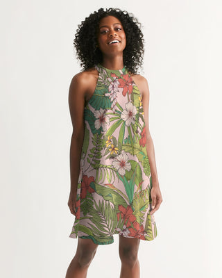 Women's Halter Dress, Vintage Tropical Floral Dresses Berry Jane™