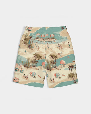 Boys 50s Retro Beach Swim Trunks, Vintage Hawaii Boys Swim Trunks Berry Jane™