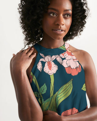 Playful and Flirty Floral Halter Dress