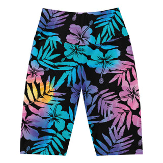 UV UPF 50+ Women's Swim Jammers Long Swim Shorts Paddle board Shorts XS-XL - Floral Hibiscus Hawaii swim shorts Berry Jane™