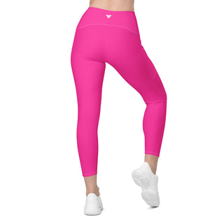7/8 length Hot Pink Crossover Pocket Leggings - Swim, SUP, Yoga Swim leggings Berry Jane™