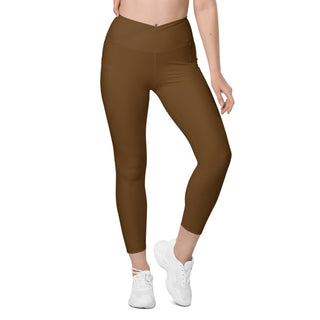 7/8 High Waist Crossover V-Cut Pocket Yoga Leggings - Cocoa Brown Yoga Leggings Berry Jane™