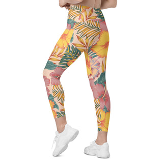 Island Vibes UPF 50+ Crossover Waist Swim Leggings with Pockets Swim leggings Berry Jane™