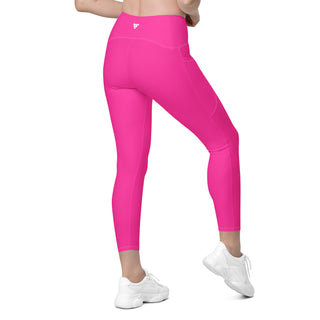 7/8 length Hot Pink Crossover Pocket Leggings - Swim, SUP, Yoga – Berry  Jane™