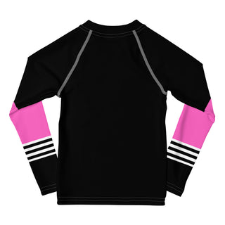Girls (2T-7) UPF 50 Sun Shirt Rash Guard - Black + Pink Kids Rash Guards & Swim Shirts Berry Jane™