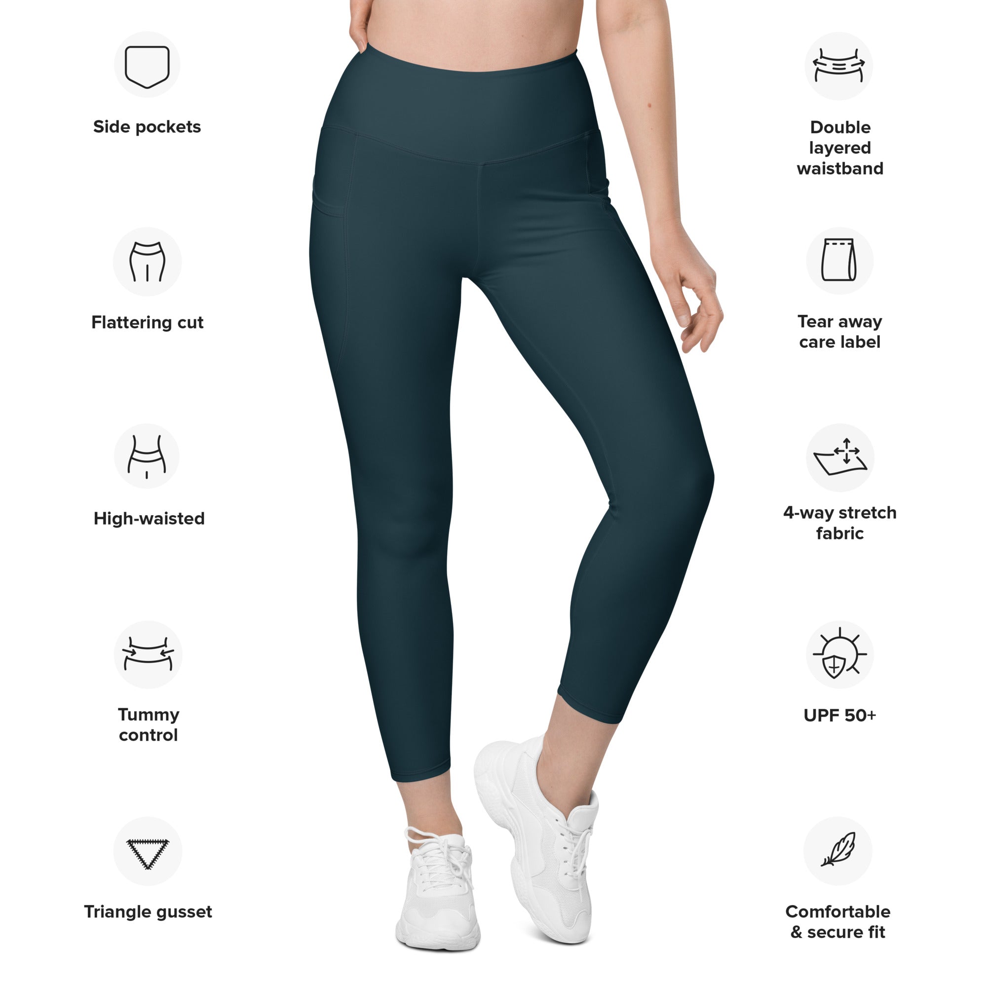 Girls Soft Cotton UPF 50+ Jersey Pocket Pants | Turquoise