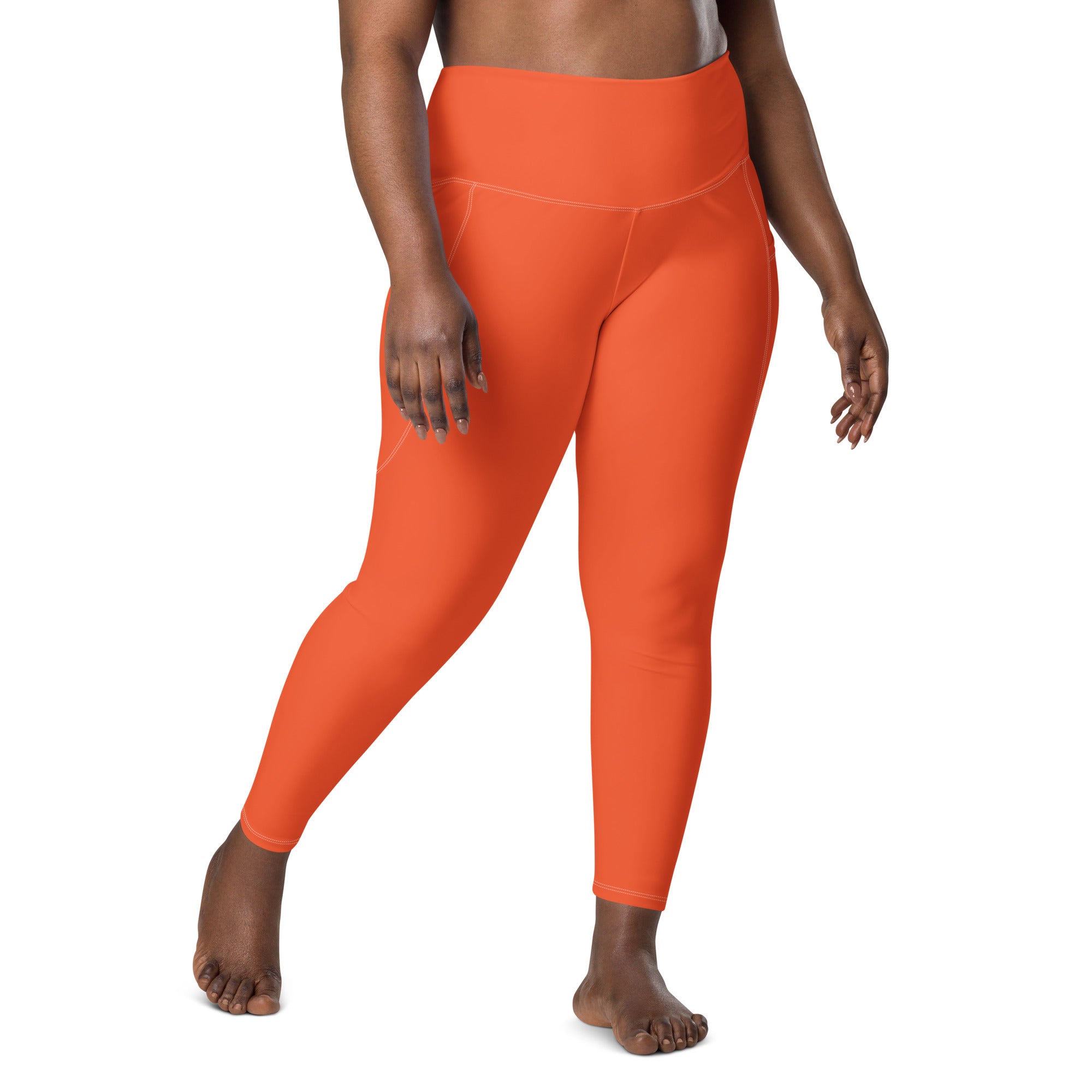 High Waist 7/8 Leggings with pockets - Orange - Plus Sizes – Berry