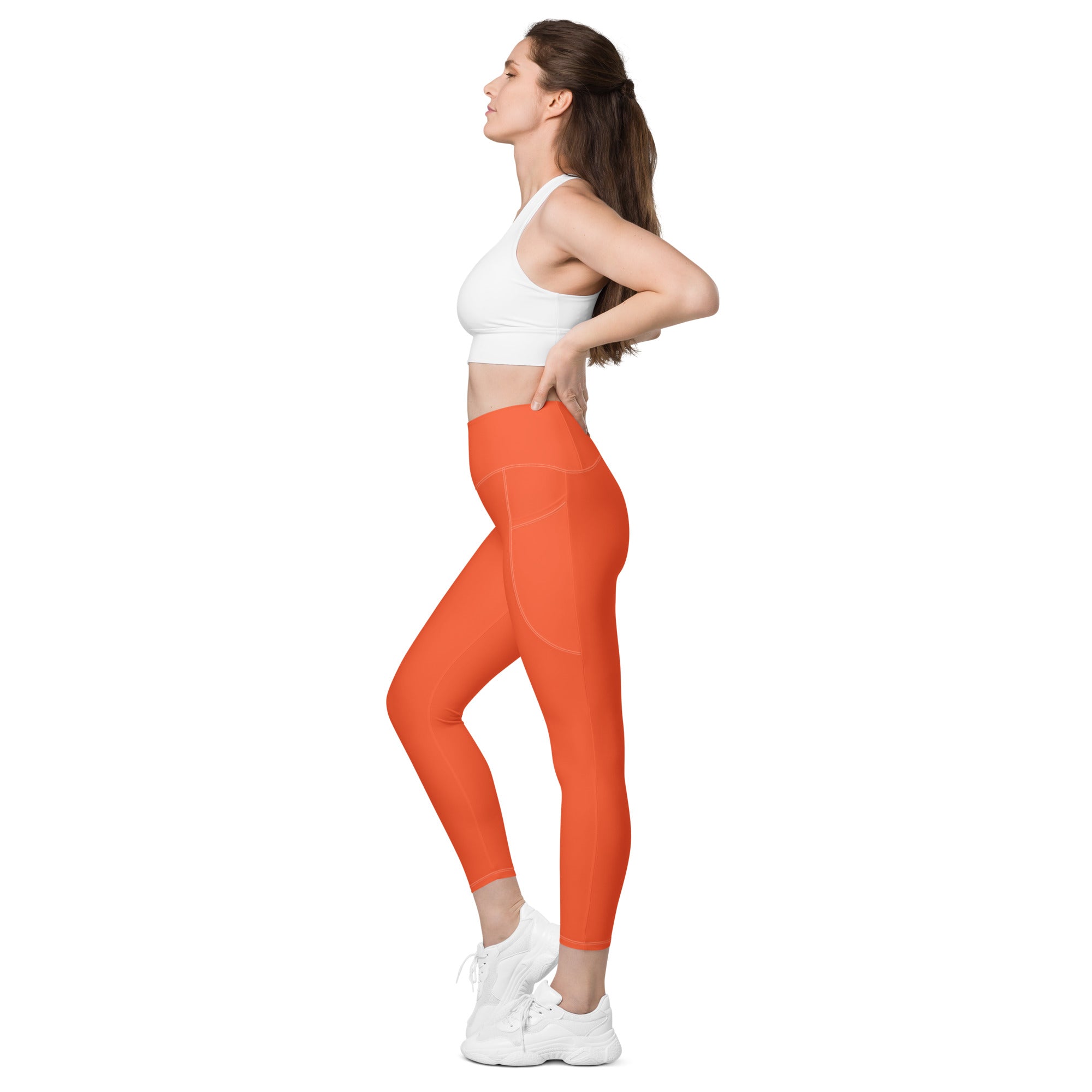 High Waist 7/8 Leggings with pockets - Orange - Plus Sizes – Berry Jane™