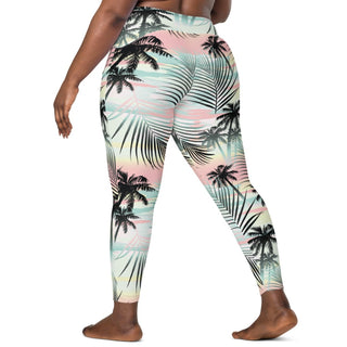 Women's 7/8 Length High Waist UPF 50 Swim Leggings with Pockets, Island Escape Swim leggings Berry Jane™