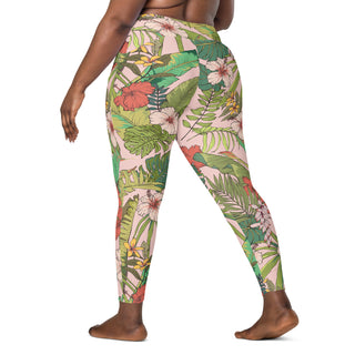 Vintage Tropical Floral SUP Swim Leggings w/ Pockets, UPF 50+ Swim leggings Berry Jane™