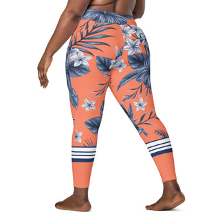 Women's Plus Size Swim Leggings w/pockets UPF 50+, Coral Swim leggings Berry Jane™