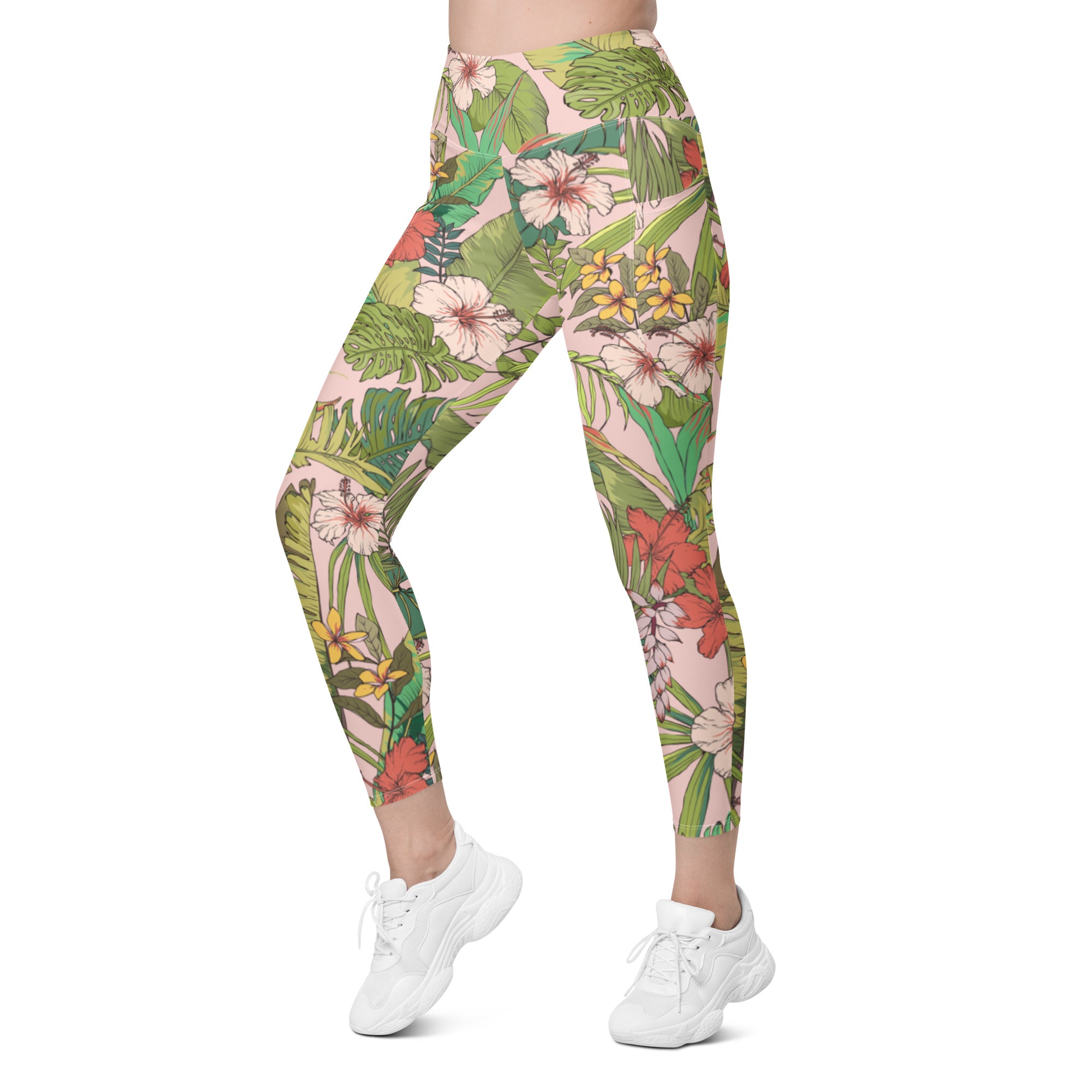 Vintage Tropical Floral SUP Swim Leggings w/ Pockets, UPF 50+ – Berry Jane™