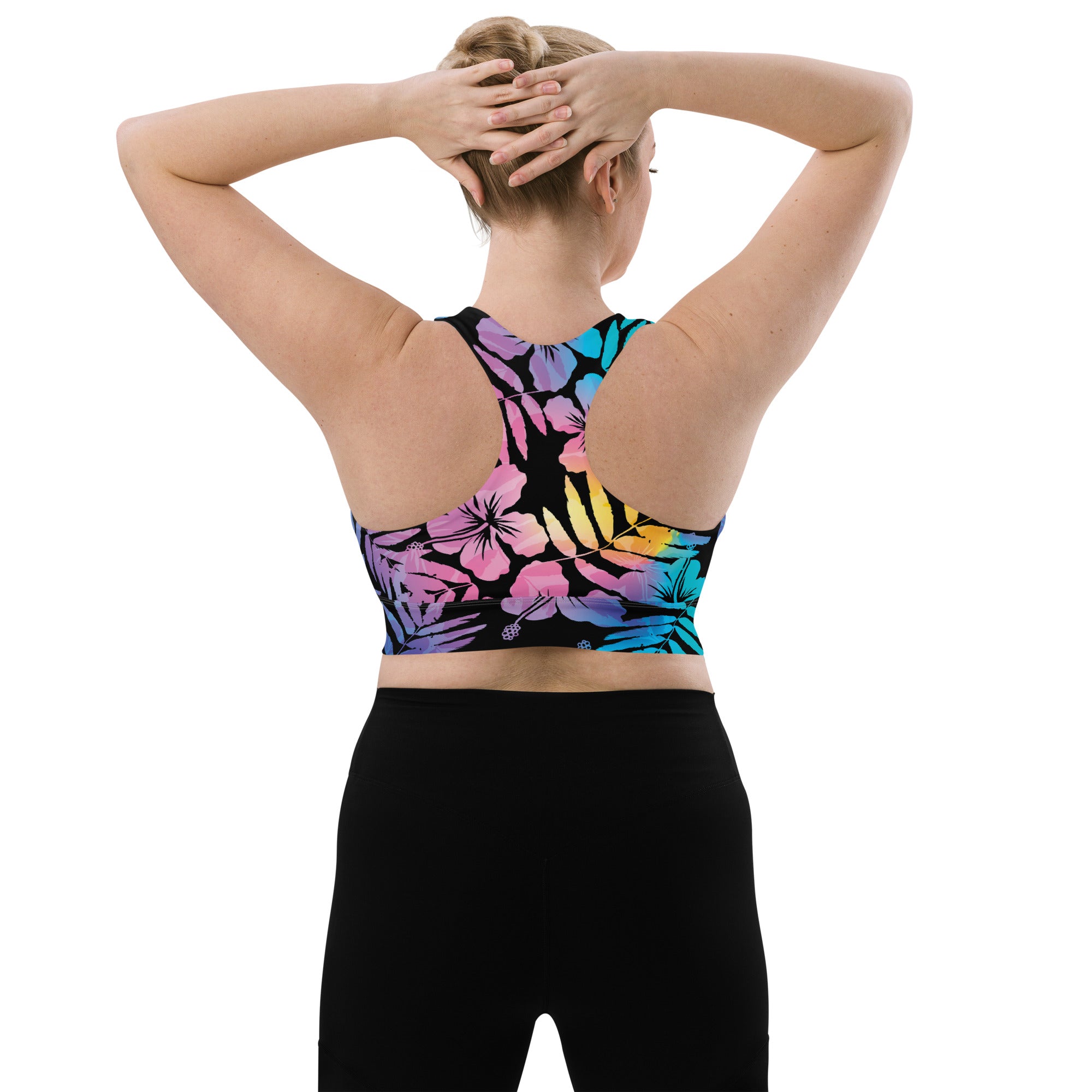 Plus Size Longline Compression Swim Bra Sports Bra - Floral Hibiscus H –  Berry Jane™
