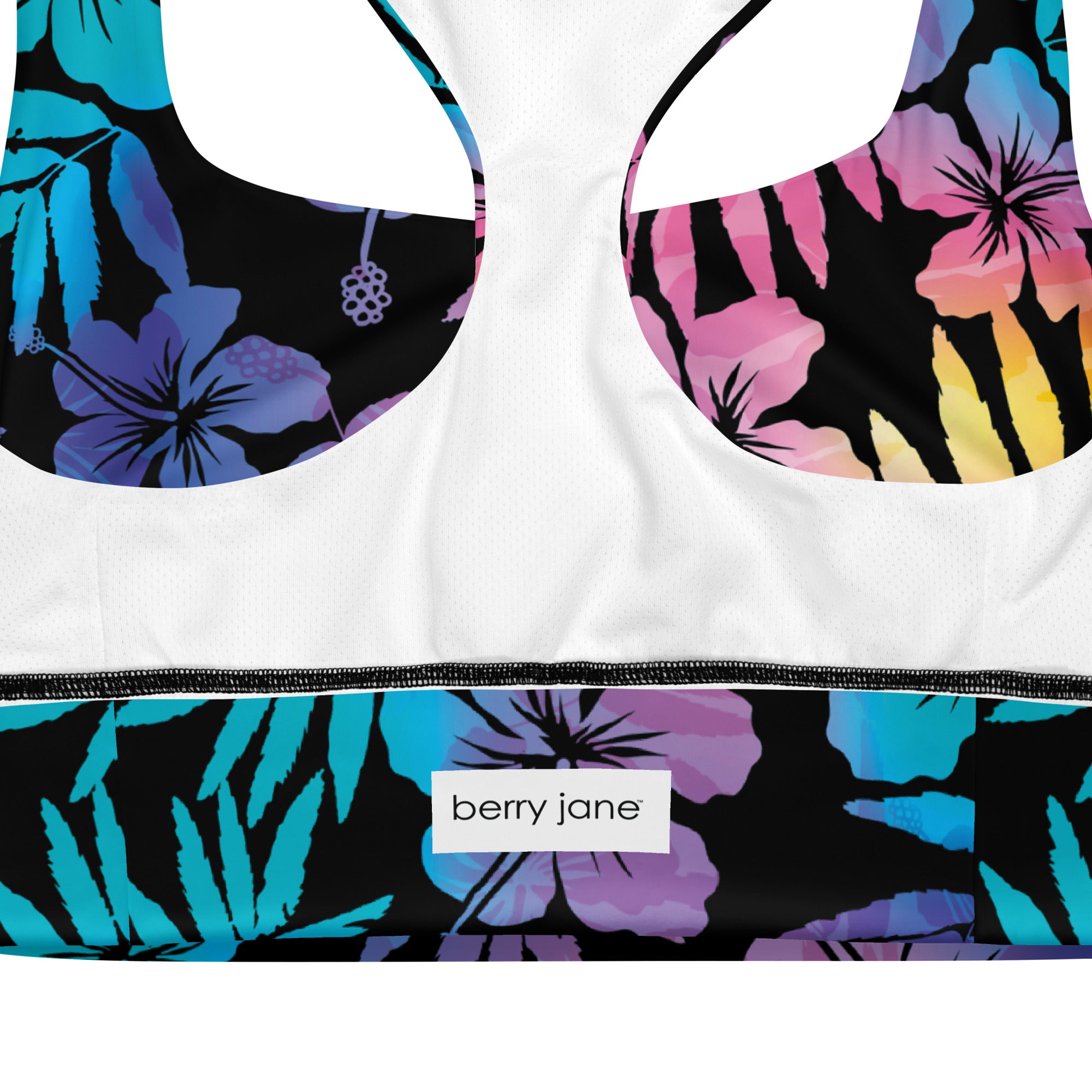Plus Size Longline Compression Swim Bra Sports Bra - Floral Hibiscus H –  Berry Jane™
