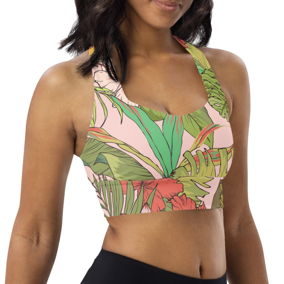 Sports Bra Swim Top -UPF 50+ XS-3XL - Vintage Tropical Floral – Berry Jane™