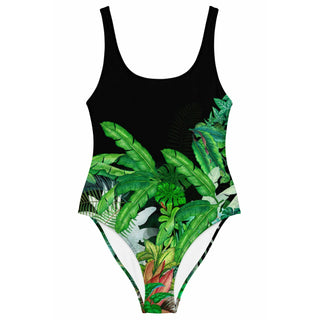 1-pc swimsuit, floral black, cheeky fit