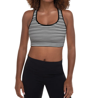 Women's Black & White Padded Sports Bra Swim Top Activewear Berry Jane™