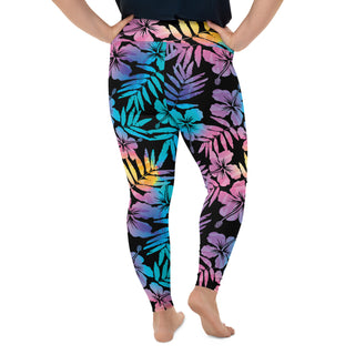 Plus Size UPF 50 Swim Leggings SUP Paddle board Swim 2XL-6XL Floral Hibiscus Swim leggings Berry Jane™