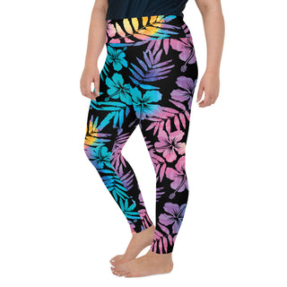 Plus Size UPF 50 Swim Leggings SUP Paddle board Swim 2XL-6XL Floral Hibiscus Swim leggings Berry Jane™