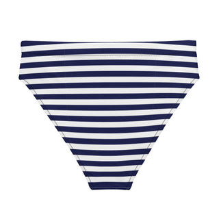 Navy Blue Nautical Stripe Recycled High-waist Bikini Bottom Swimsuit Bottoms Berry Jane™