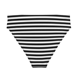 Black White Stripe Recycled High-Waist Bikini Bottom Swimsuit Bottoms Berry Jane™