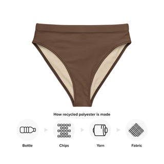 Eco-Recycled High-Waisted Cheeky Bikini Bottom, Brown Swimsuit Bottoms Berry Jane™
