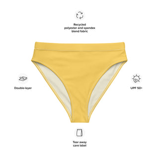 UPF 50, yellow high waist bikini bottoms, Berry Jane swimwear, recycled fabric